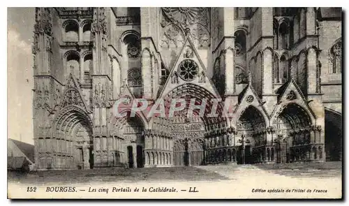 Cartes postales Bourges Les cinq Portails de la Cathedrale