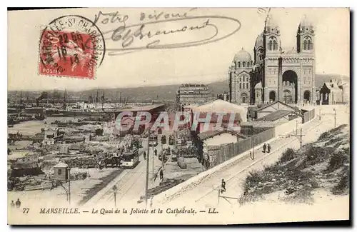 Cartes postales Marseille Le Quai de la Joliette et la Cathedrale