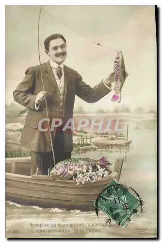 Cartes postales Acceptez sans rougir ces modestes Homme Poisson