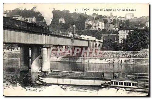 Cartes postales Lyon Pont du Chemin de Fer sur la Saone Train Bateau