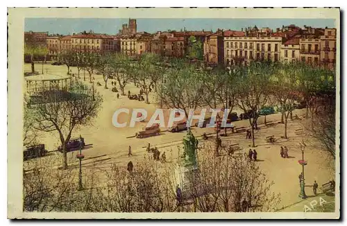 Cartes postales Beziers Place Jean Jaures et Statue Paul Riquet