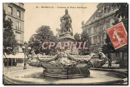 Cartes postales Marseille Fontaine et Place Estrangin