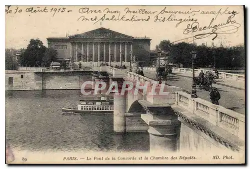 Cartes postales Paris le Pont de la Concorde et la Chambre des Deputes