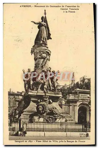 Cartes postales Avignon Monument du Centenaire de l'annexion du Comtat Venaissin a la France