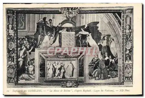 Cartes postales Tapisserie des Gobelins la Messe de Bolene d'apres Raphael Loges du Vaticon