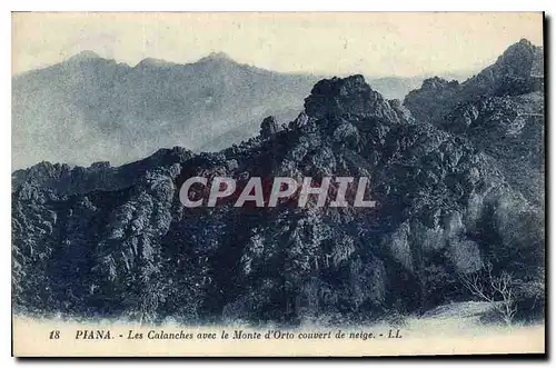 Cartes postales Piana les Calanches avec le Monte d'Orto Couvert de neige