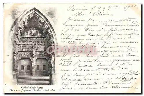 Cartes postales Cathedrale de Reims Portail du Jugement Dernier