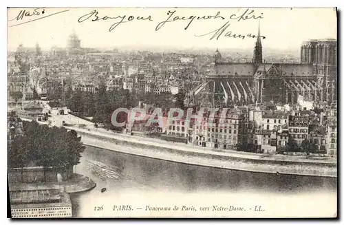 Cartes postales Paris Panorama de Paris vers Notre Dame