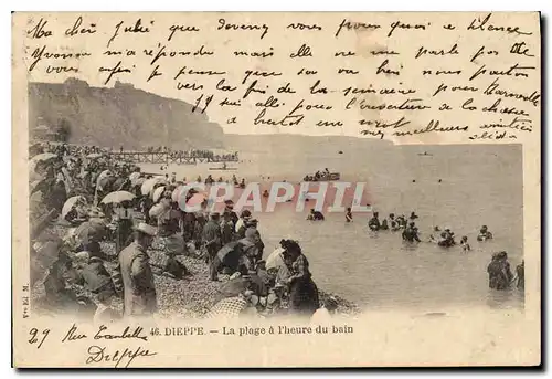 Cartes postales Dieppe la plage a l'heure du bain