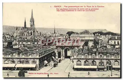 Cartes postales Nancy vue panoramique sur la place de la Carriere