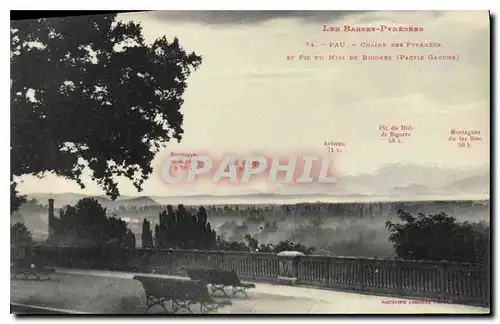 Cartes postales Les Basses Pyrenees Pau Chaine des Pyrenees et Pic du Midi Bicorre Partie Gauche