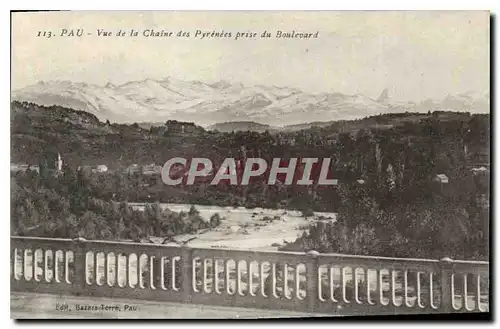 Cartes postales Pau vue de la Chaine des Pyrenees prise du Boulevard