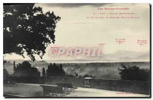 Cartes postales Les Basses Pyrenees Pau Chaine des Pyrenees et Pic du Midi Bicorre Partie Gauche