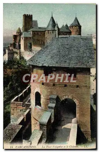 Ansichtskarte AK Carcassonne la Tour Visigothe et le Chateau