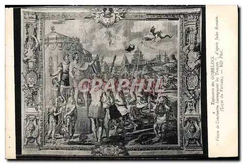Cartes postales Tapisserie des Gobelins vision de Constantin baranguant les Troupes d'apres Jules Romain Loges d