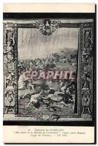 Cartes postales Tapisserie des Gobelins Aile droite de la Bataile de Constantin d'apres Jules Romain Loges du Va