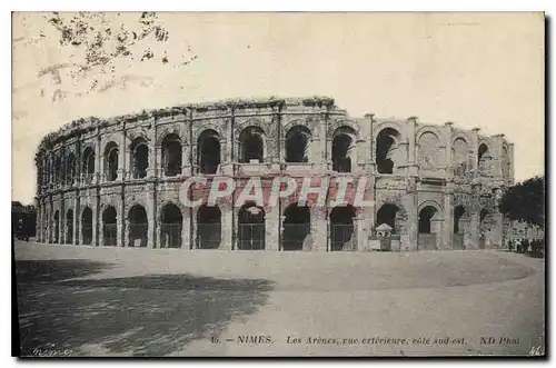 Cartes postales Nimes Les Arenes vue exterieure cote sud est