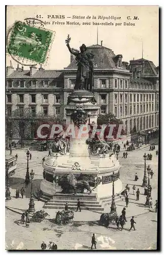 Ansichtskarte AK Paris Statue de la Republique L'Oeuvre des Freres Morice avec bas reliefs par Dalou