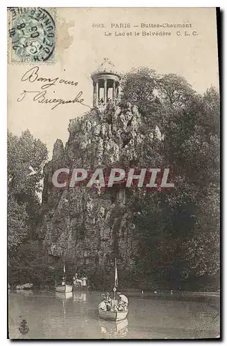 Cartes postales Paris Buttes Chaumont Le Lac et le Belvedere