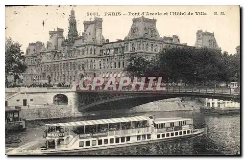 Ansichtskarte AK Paris Pont d'Arcole et l'Hotel de Ville Bateau Peniche Maggi