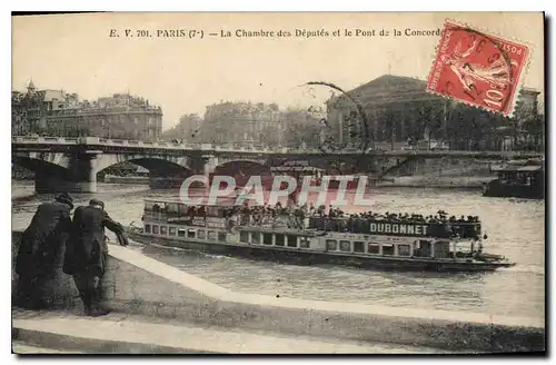 Cartes postales Paris La Chambre des Deputes et le Pont de la Concorde Bateau Dubonnet