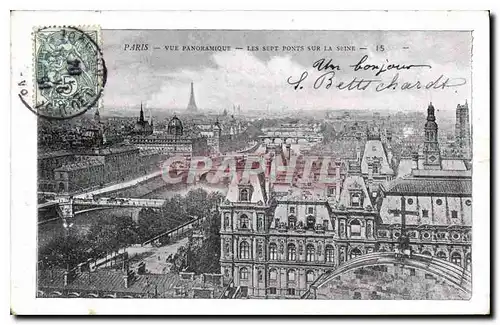 Cartes postales Paris Vue panoramique les sept Ponts sur la Seine