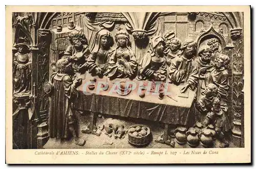 Cartes postales Cathedrale d'Amiens Stalles du Choeur Rampe I Les Noces de Cana