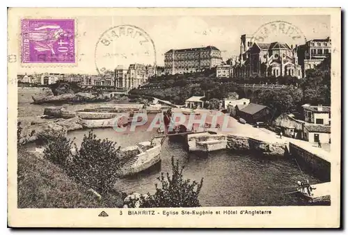 Cartes postales Biarritz Eglise Ste Eugenie et Hotel d'Angleterne