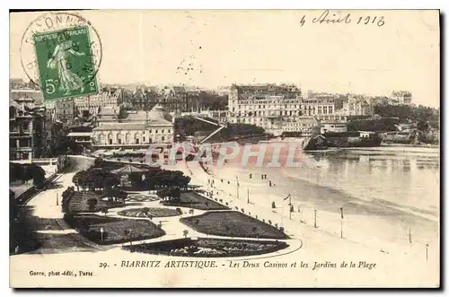 Ansichtskarte AK Biarritz Artistique Les Deux Casinos et les Jardins de la Plage