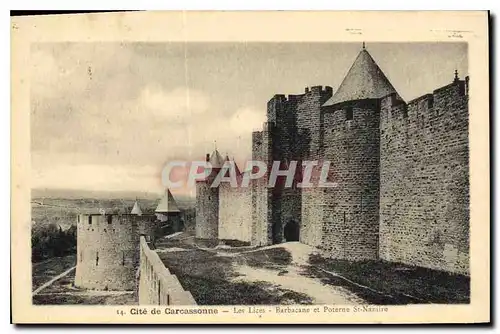 Ansichtskarte AK Cite de Carcassonne Les Lices Barbacane et Poterne St Nazaire