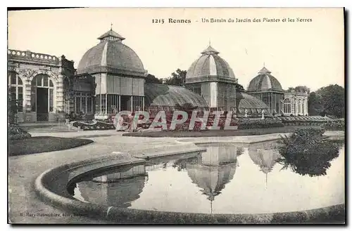 Ansichtskarte AK Rennes Un Bassin du Jardin des Plantes et les Serres