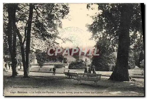 Cartes postales Rennes Le Jardin des Plantes Vue des Serres prise de l'Allee des Chenes