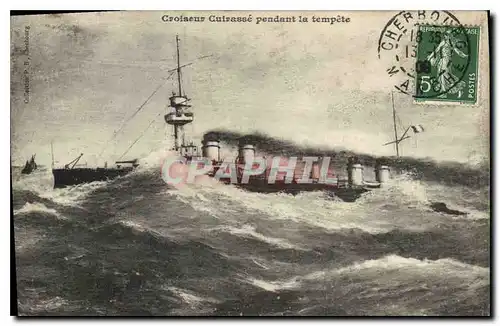 Cartes postales Croiseur Cuirasse pendant la tempete