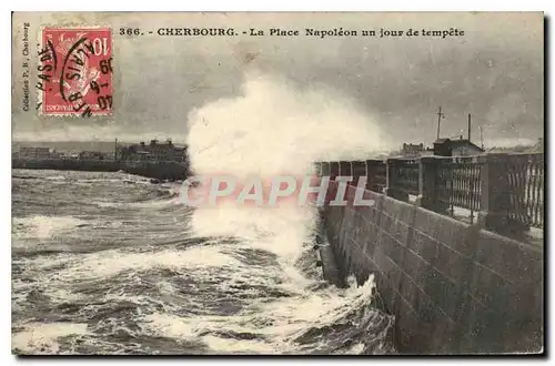 Cartes postales Cherbourg La Place Napoleon un jour de tempete