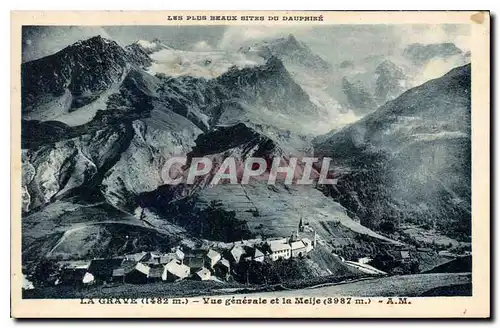 Cartes postales Les Plus Beaux sites du Dauphine La Grave Vue generale et la meije