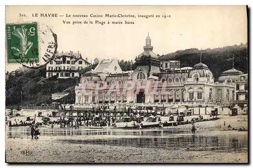 Ansichtskarte AK Le Havre Le nouveau Casino Marie Christine Vue prise de la Plage a maree basse
