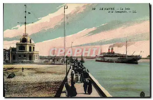 Cartes postales Le Havre La Jetee et le Semaphore Bateau