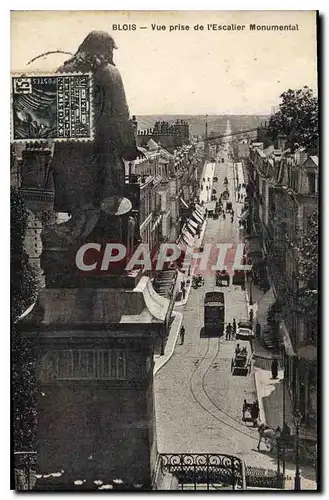 Cartes postales Blois vue prise de l'Escalier Monumental Tramway