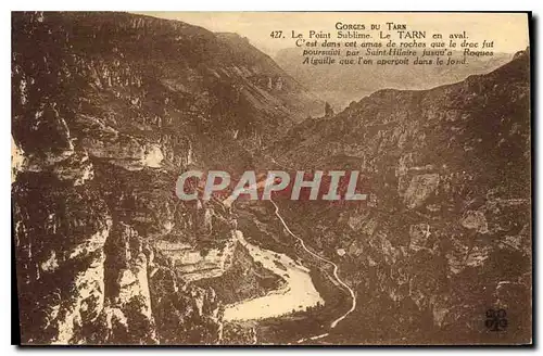 Cartes postales Gorges du Tarn le Point Sublime le Tarn en aval c'est dans cet amas de roches que le drac fut po