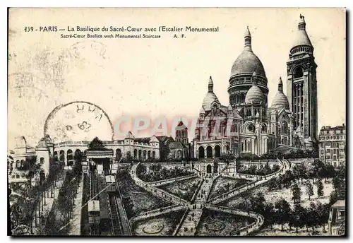 Cartes postales Paris la Basilique du Sacre avec l'Escalier Monumental