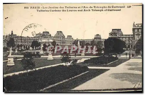 Ansichtskarte AK Paris les Jardins des Tuileries et l'Arc de Triomphe du Carrousel