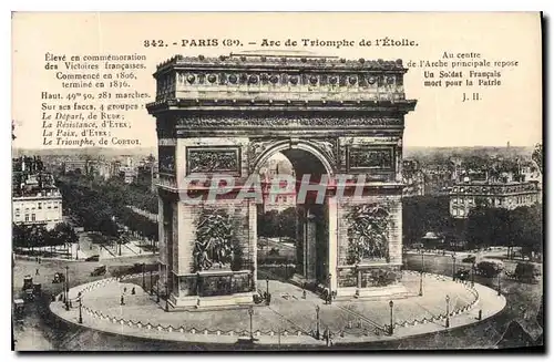 Cartes postales Paris Arc de Triomphe de l'Etoile