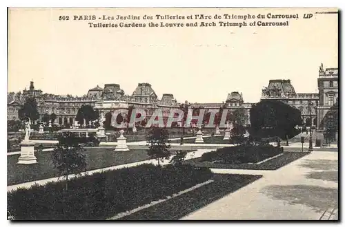 Ansichtskarte AK Paris les Jardins des Tuileries et l'Arc de Triomphe du Carrousel