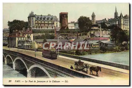 Cartes postales Pau le Pont de Jurancon et le Chateau Tramway