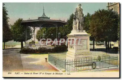 Cartes postales Pau Statue de Henri IV et Kiosque de Musique