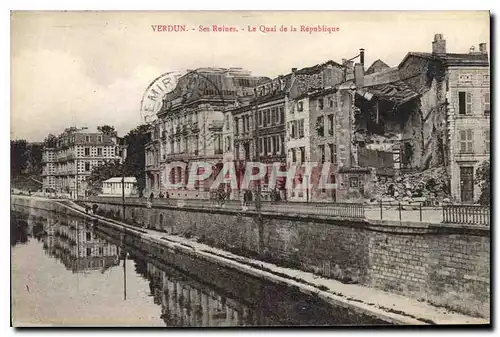 Cartes postales Verdun ses Ruines le Quai de la Republique
