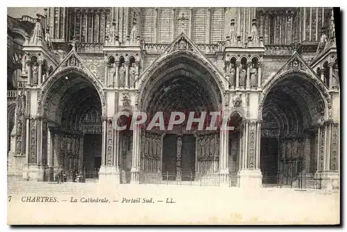 Cartes postales Chartres la Cathedrale portail Sud