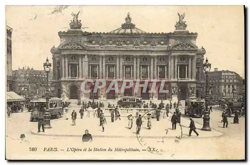 Cartes postales Paris l'Opera et la Station du Metropolitain