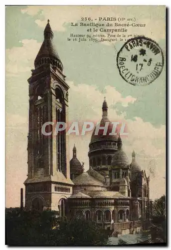 Ansichtskarte AK Paris 18e arr la Basilique du Sacre Coeur et le Campanile