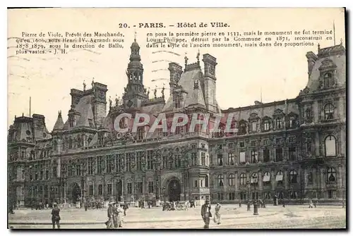 Cartes postales Paris hotel de Ville Pierre de Viole Prevot des Marchands en posa la premiere pierre en 1533 mai